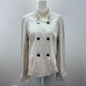 CAbi Jacket Womens Medium Charlie Snap Double Breasted Knit Stretch Cream